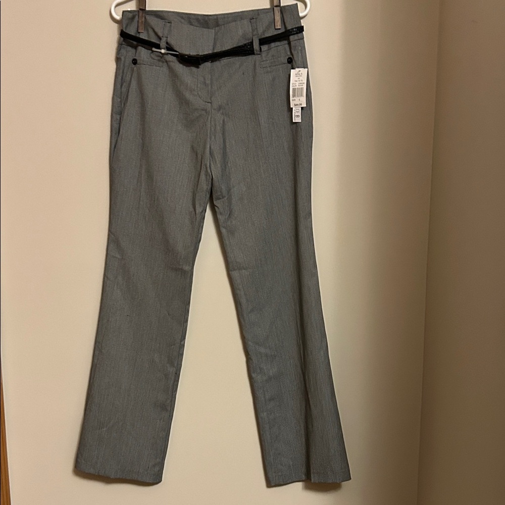 Joe B grey dress slacks with black belt trim new with tag polyester/rayon size 5